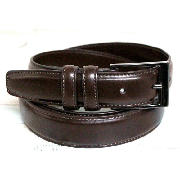 STITCHED REDDISH BROWN GENUINE LEATHER 1 1/8"Wd CASUAL DRESS MEN'S BELT 40 (G22 - Picture 6 of 10